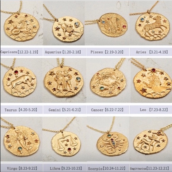 Crystal Zodiac Coin Necklace - Picture 4 of 7